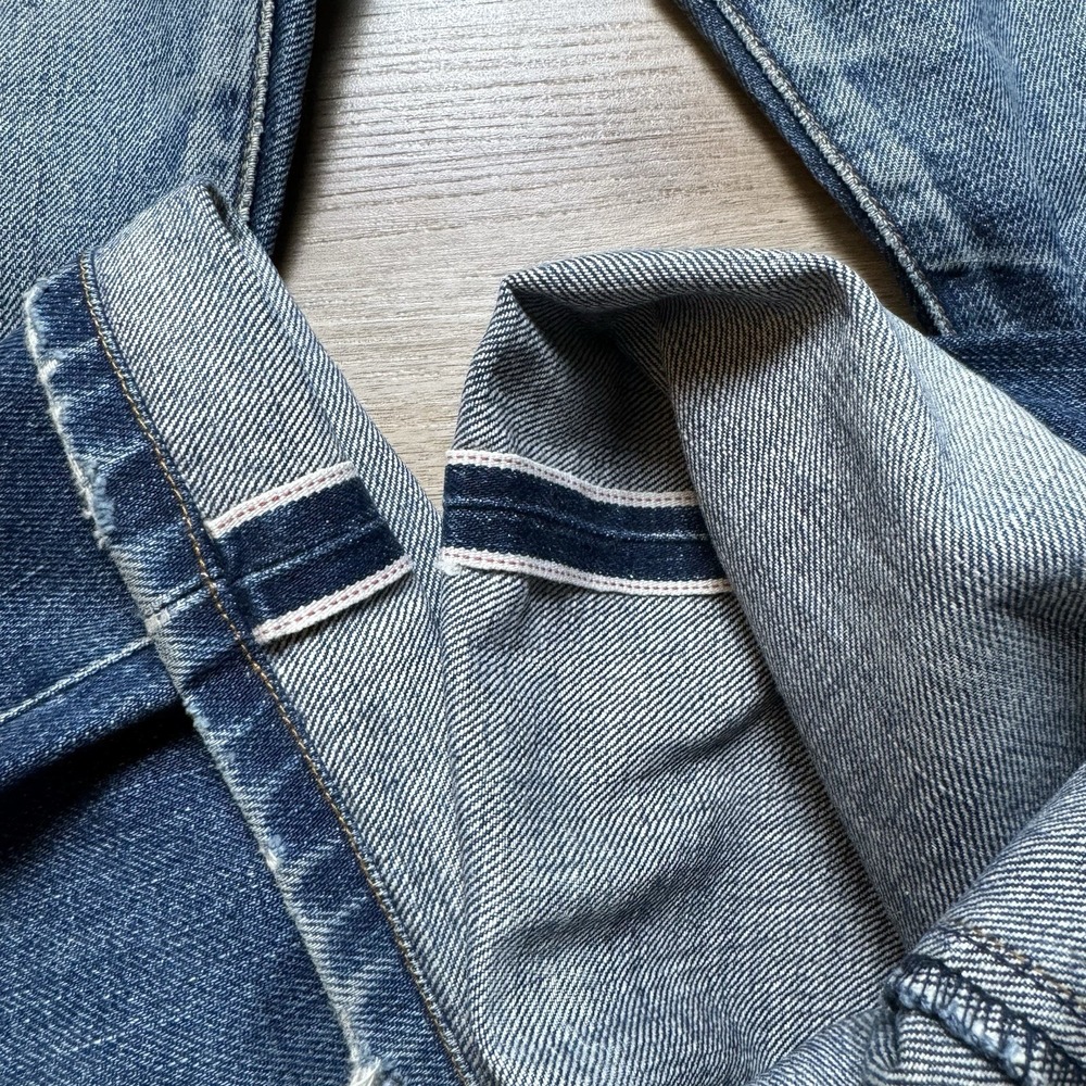 Vintage Levi's 502xx Jeans Mens 32x30 Blue Custom Patchwork Big E Talon Zip - Picture 9 of 16